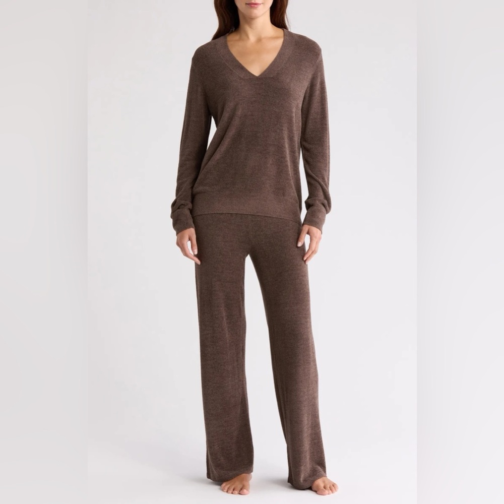 NWT Barefoot Dreams CozyChic Ultra Lite Pullover & Wide Leg Pant Set Size L Tall